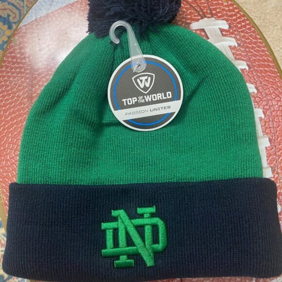 Notre Dame Fighting Irish NCAA TOW Green 2-Tone Cuffed Knit Men's Hat Cap Mascot - Picture 2 of 2